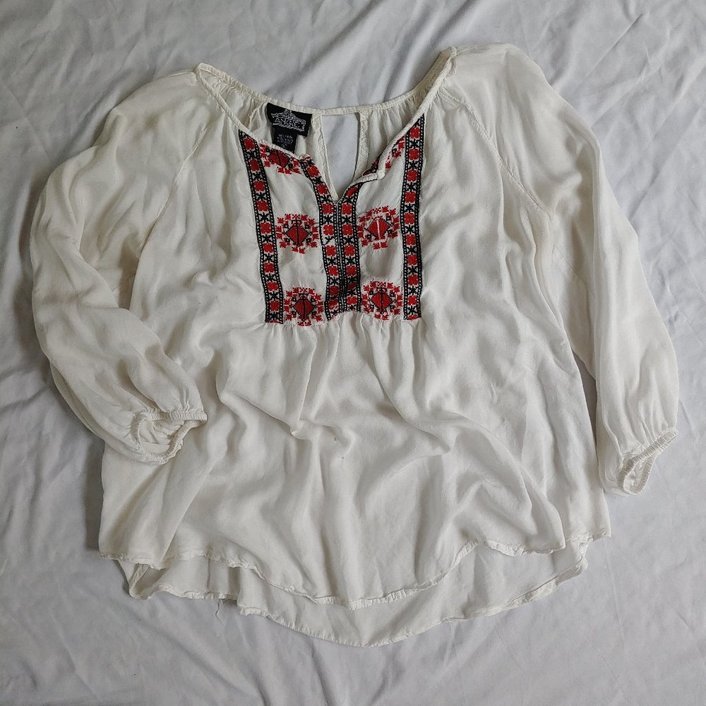 Angie boho embroidered white flowy shire